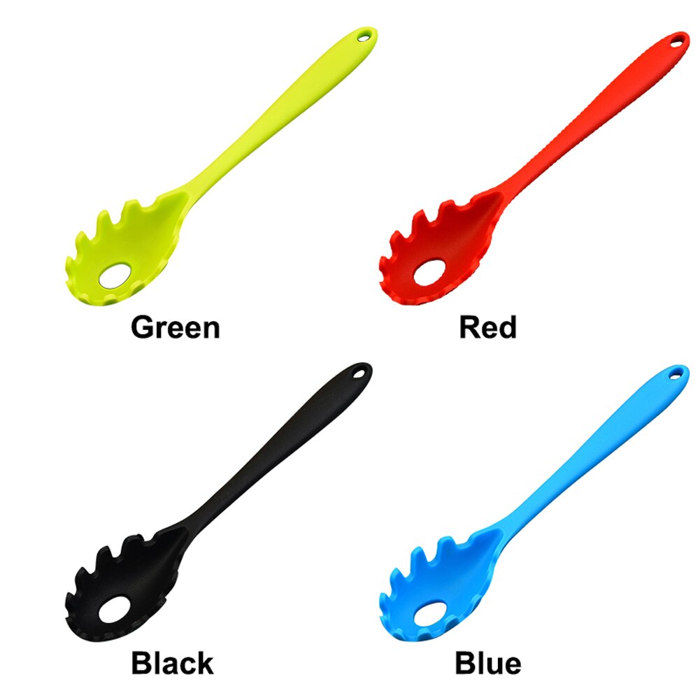 Spoon Heat Resistant Noodle Pasta Fork Home Kitchen Cooking Tool Soft Silicone Long Handle Practical Mini Portable Ergonomic