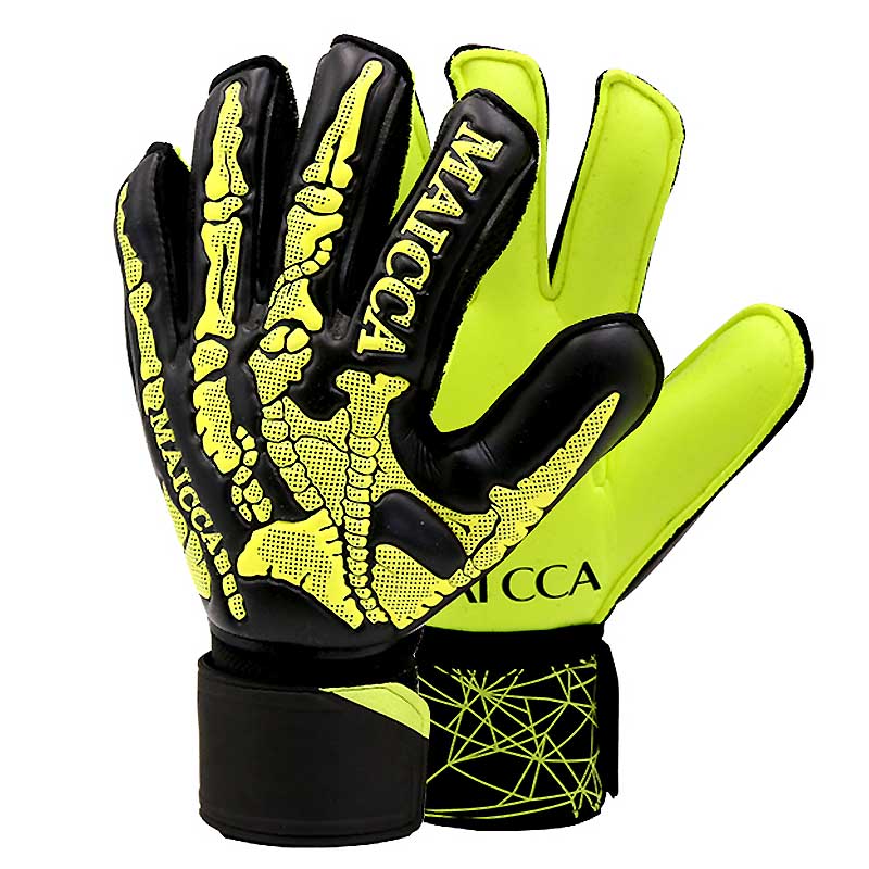 Guantes de portero de fútbol para niños y adultos, protección suave para los dedos, de látex, grueso,: Black green / Size 10