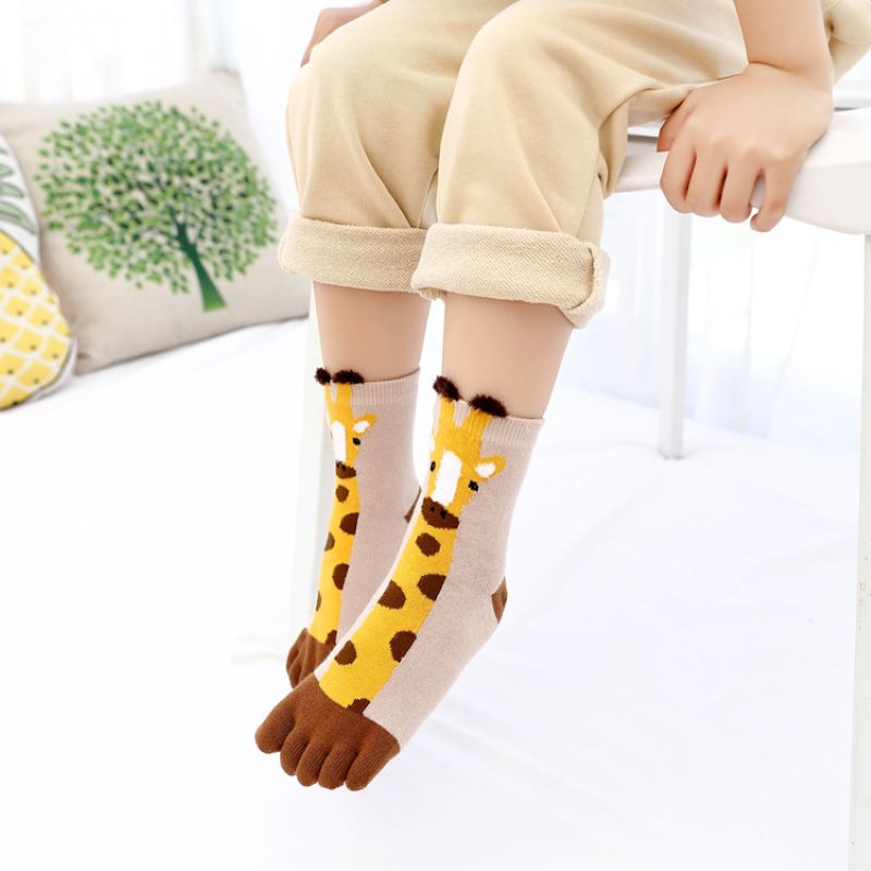 Children Kids Girls Toe Socks Cute Cartoon Cotton Baby Girl Socks Boy Toddler Spring Five Finger Socks 3-10Y