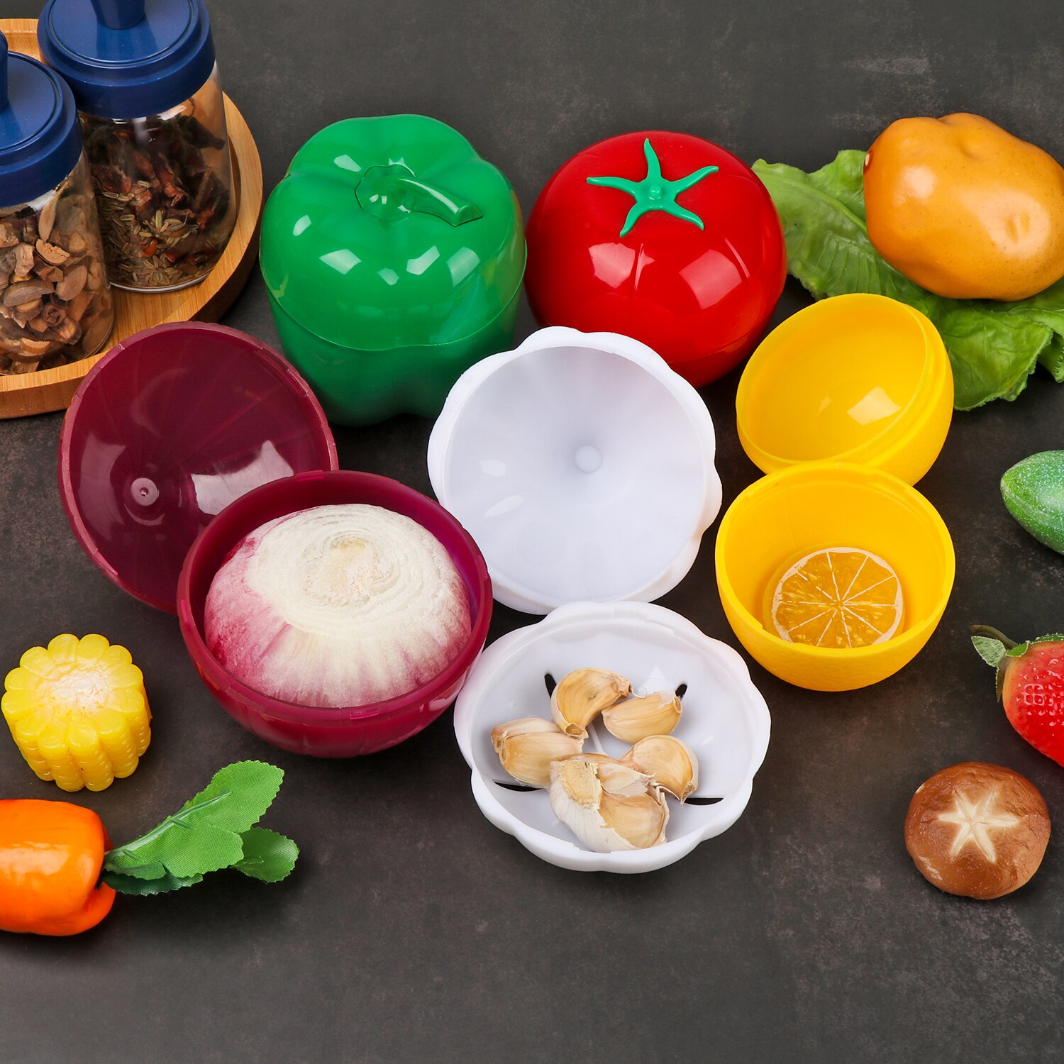 Boîte de rangement en PP pour oignon, tomate, ail, citron, poivre, étui de conservation, réfrigérateur de cuisine, organisateur de légumes