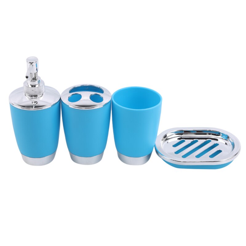 Ensemble de salle de bain Couple bain de bouche tasse plateau en plastique bain de bouche tasse savon porte-brosse à dents ensemble d'accessoires de salle de bain: blue