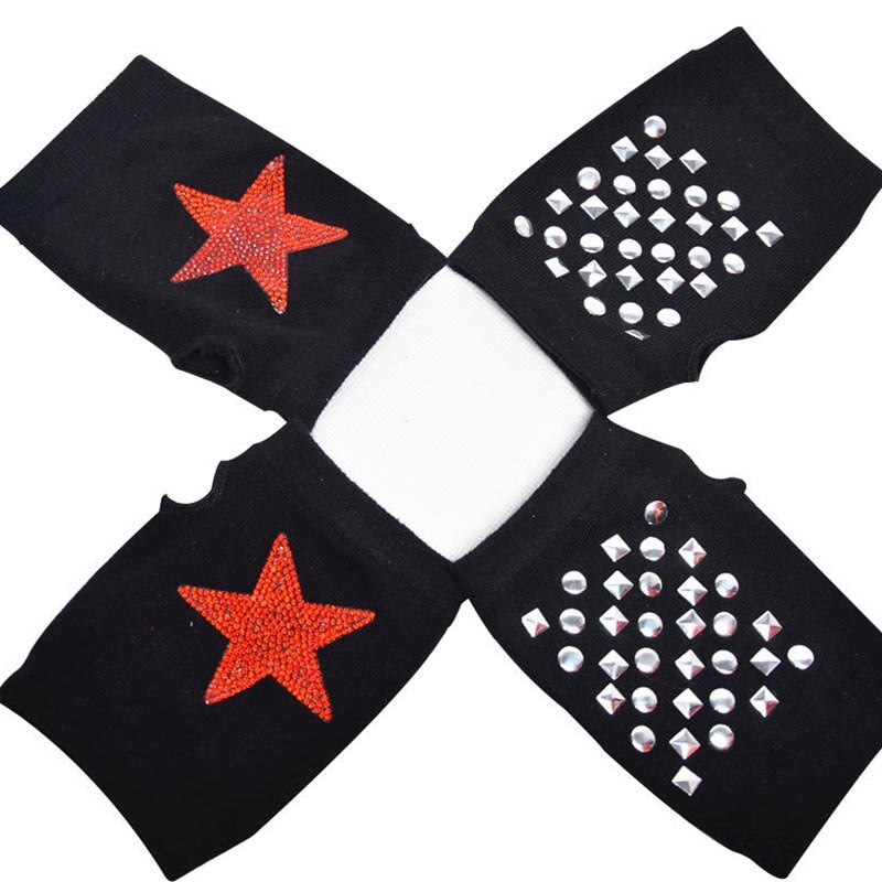 Piękne zwierzęta kreskówkowe wzór kwiatowy zimowe nitowe rękawiczki damskie ciepłe dzianinowe diamenty cekiny fajne rękawiczki bez palców