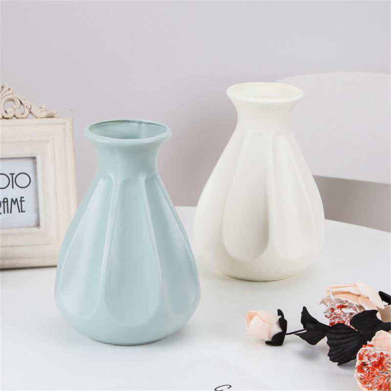 Blomstervase hvid imiteret keramisk urtepotte dekoration hjemme plast vase