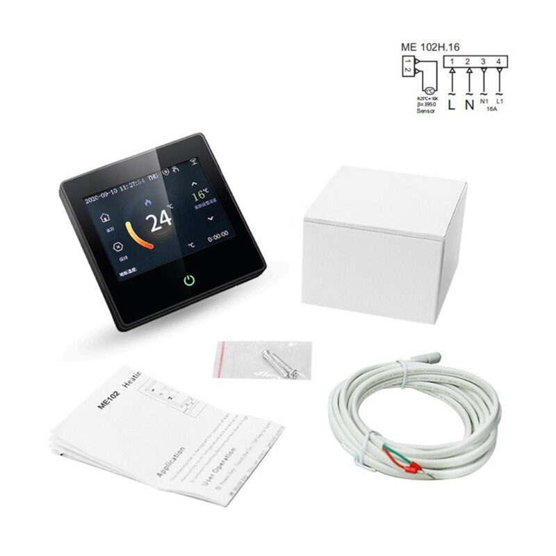 Intelligent wifi berøringsskærm varme termostat smart højttaler stemmestyring 91ad: Bk-eh
