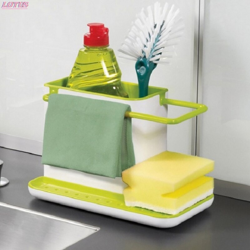 Storage Shelf Sponge Holder Draining Sink Box Kitchen Organizer Draining Rack Dish Storage Rack Stands Utensils Towel Rack