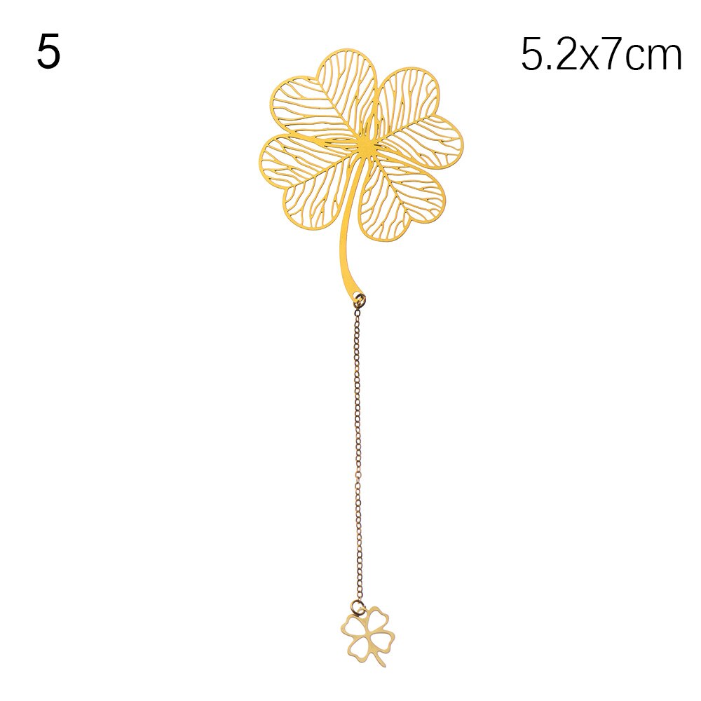 Retro Chinese Style Hollow Gold Metal Bookmark Maple Leaf Vein Fringed Pendant Apricot Leaf Bookmark Stationery: 5