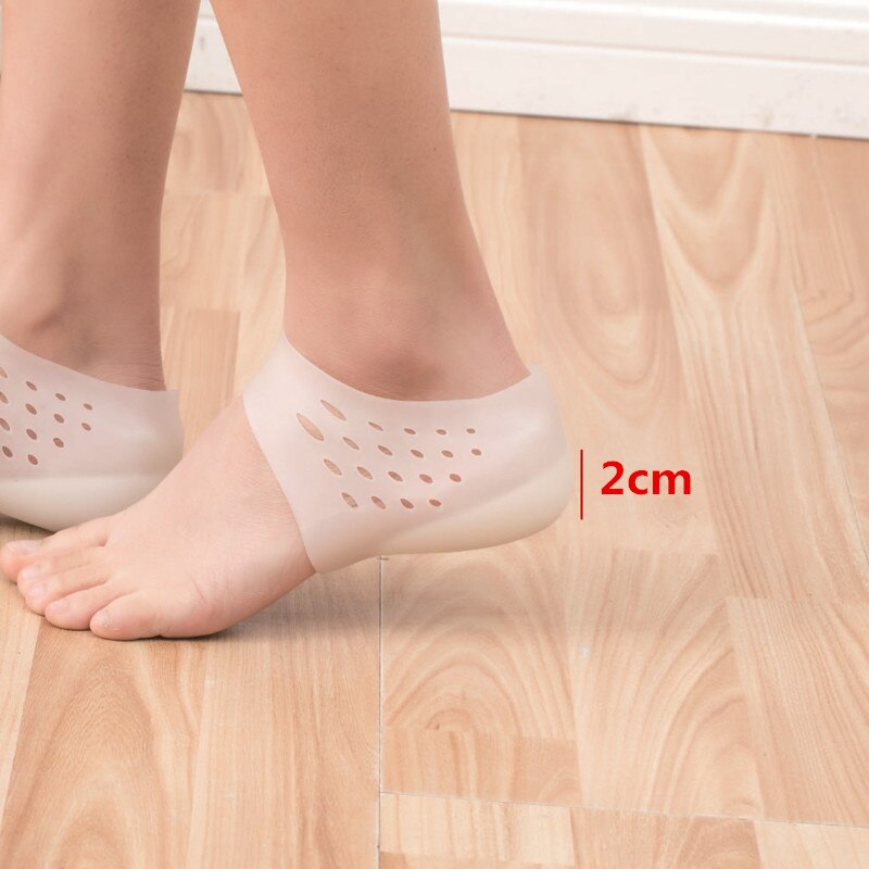 Media Plantilla de silicona, almohadillas invisibles para aumentar la altura, zapatos deportivos transpirables, almohadilla para aumentar el talón, almohadilla de masaje de pies: Skin 2cm 1Pair