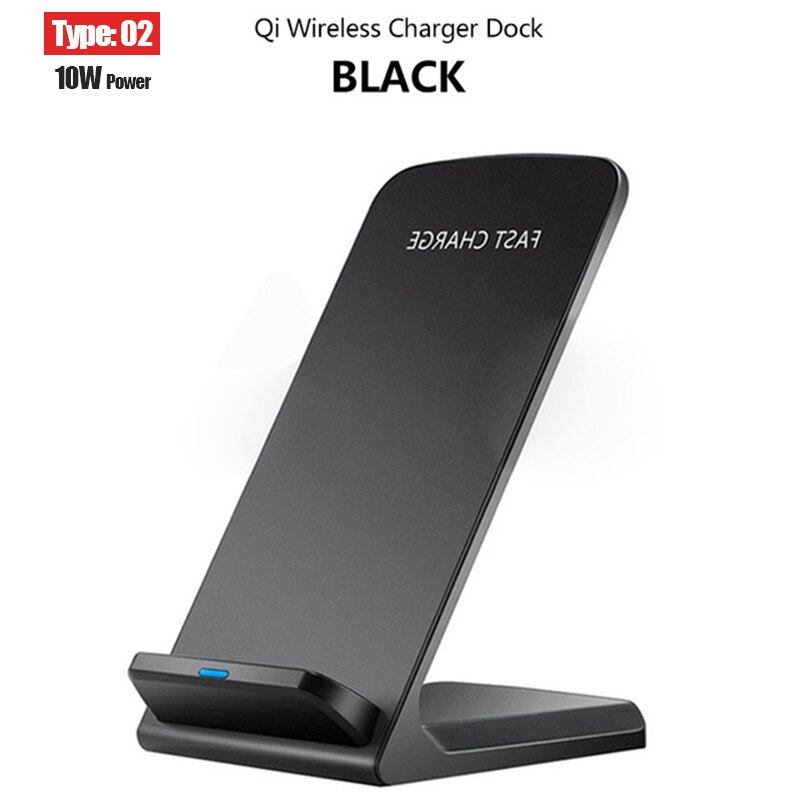 Qi Draadloze Oplader Stand 15W Snel Opladen Voor Huawei Mate 20 Pro Samsung Note 10 Draadloze Lading Pad Voor iphone 11 Pro X Xs Xr: Type 2 Black