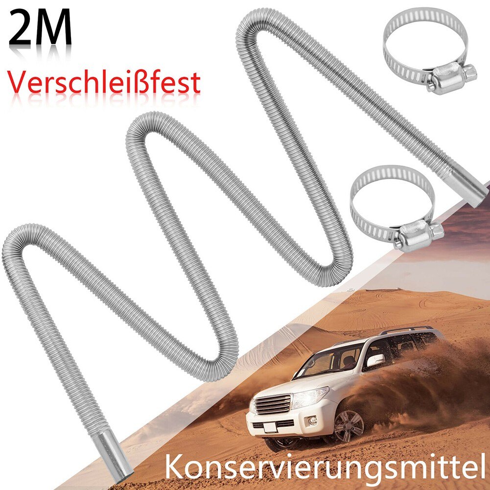 Air Heater Diesel Parking Heater Exhaust Pipe 200cm Stainless Steel Exhaust Hose Φ25mm 2M Car Accessories