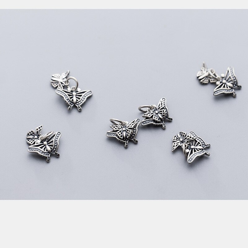 Pendentif de boucle d'oreille en argent Sterling 925, breloques en forme de Double papillon ajourées, artisanat, bricolage de bijoux pour femmes
