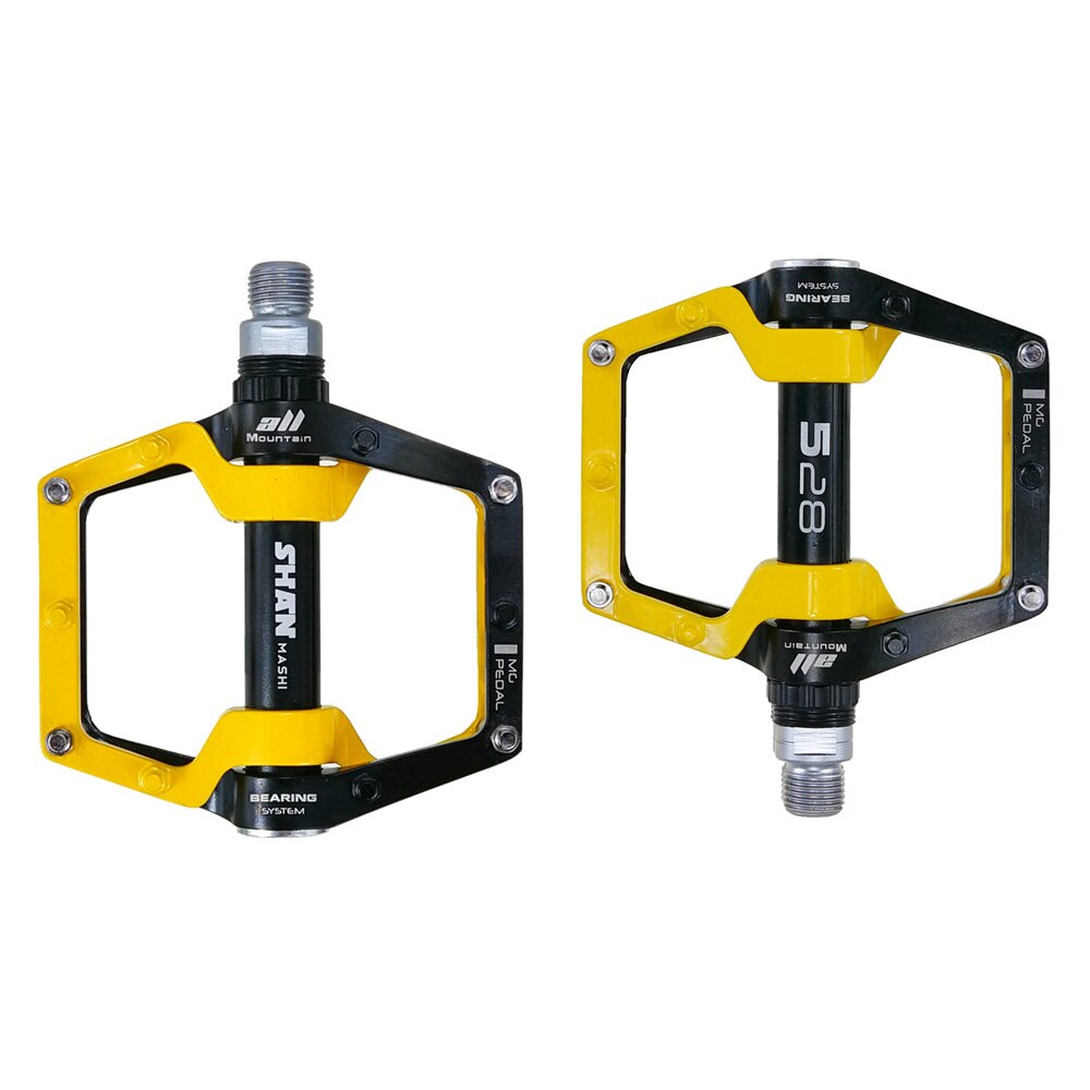 2 pçs pedais de bicicleta magnésio mtb estrada da liga de alumínio pedal antiderrapante pedais plataforma plana peças ciclismo acessórios: Yellow
