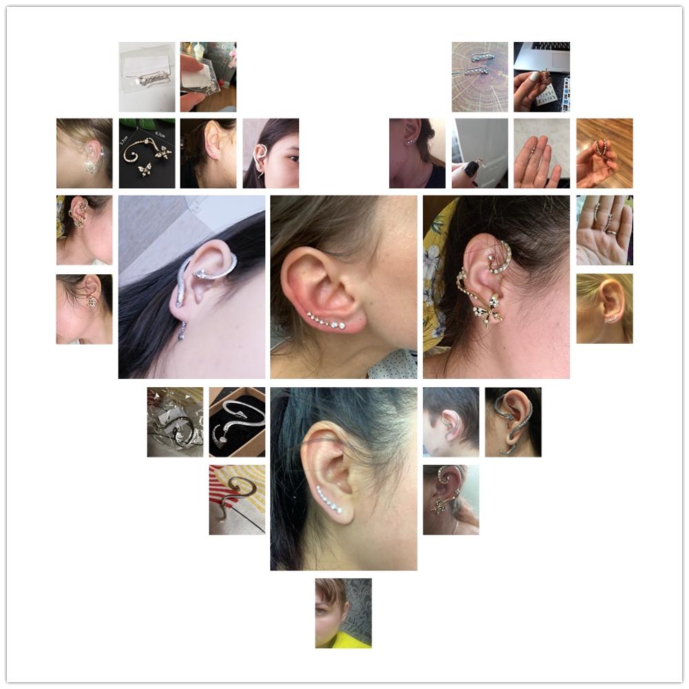 nueva 1 par de diamantes de imitación brazalete de oído de pendiente perforación dorada pinzas para orejas cartílago declaración clip aretes para las mujeres pendientes de