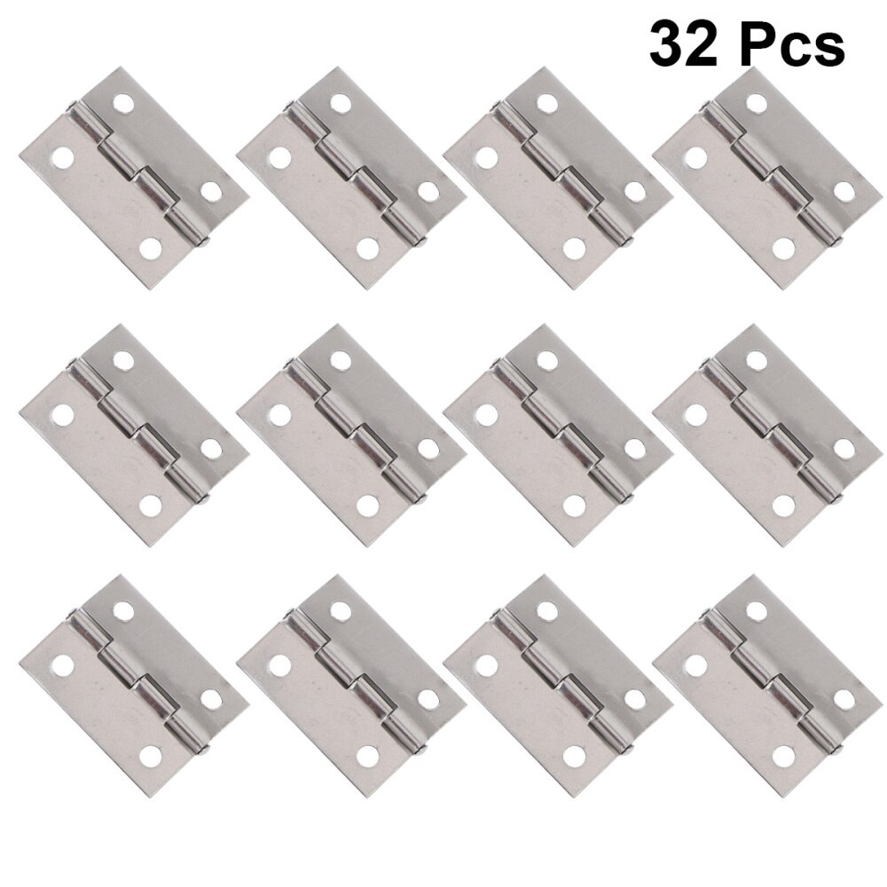 32pcs 1.5 Inch Door Hinge Stainless Steel Flap Hinge Counter Back Flap Backflap Hinge Drawer Butt Hinge (Silver)
