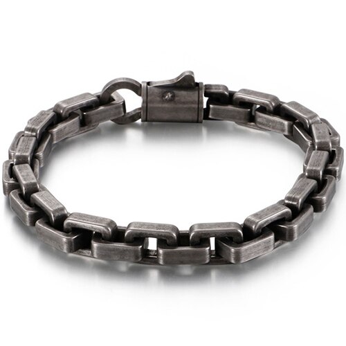 Goud Zwart Rvs Interlock Box Chain Armband Voor Mannen Zware Biker Sieraden Beste Vrienden Heren Armbanden: Color 1
