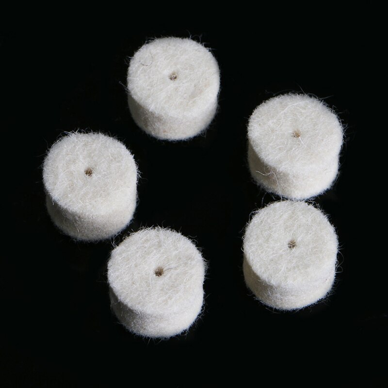 100 st ullfiltspolerande putsskiva 13mm + 2 skaft för slipskiva