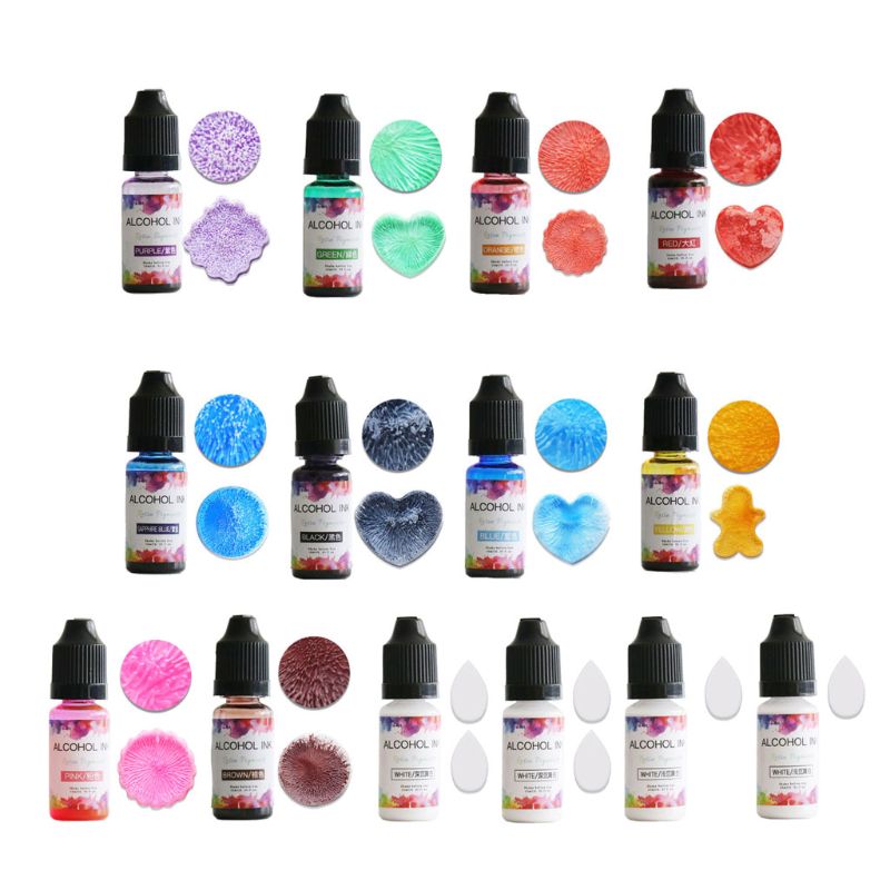 14 farve 10ml alkohol blæk diffusionsharpiks pigment kit flydende farvestof farvestof diy
