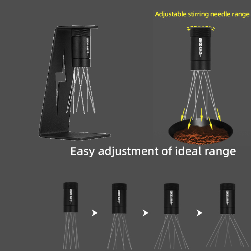 MHW-3BOMBER Adjustable WDT Espresso Distribution Tool Replaceable Needles Coffee Stirrer with Magnetic Stand Barista Accessories