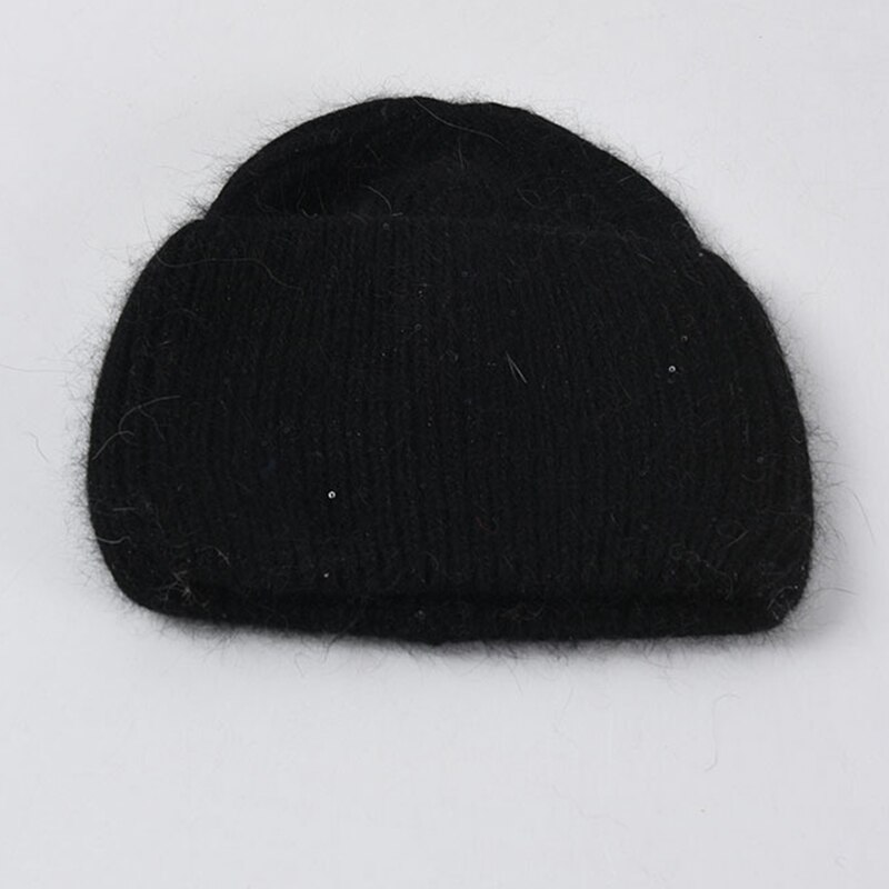 Unisex skullcap varmere luer vinter lue høstblandinger myk varm strikket lue herre dame luer gorro ski luer: Svart
