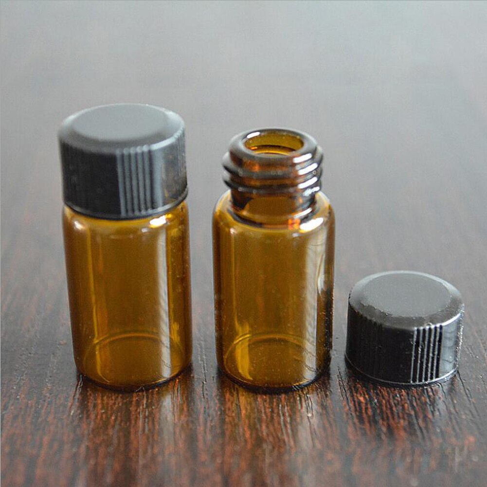 Os frascos de vidro pequenos do âmbar transparente claro de 50 pces 3ml engarrafa recipientes de garrafa do reagente do laboratório da amostra de brown com tampão de parafuso: Black cap brown vial