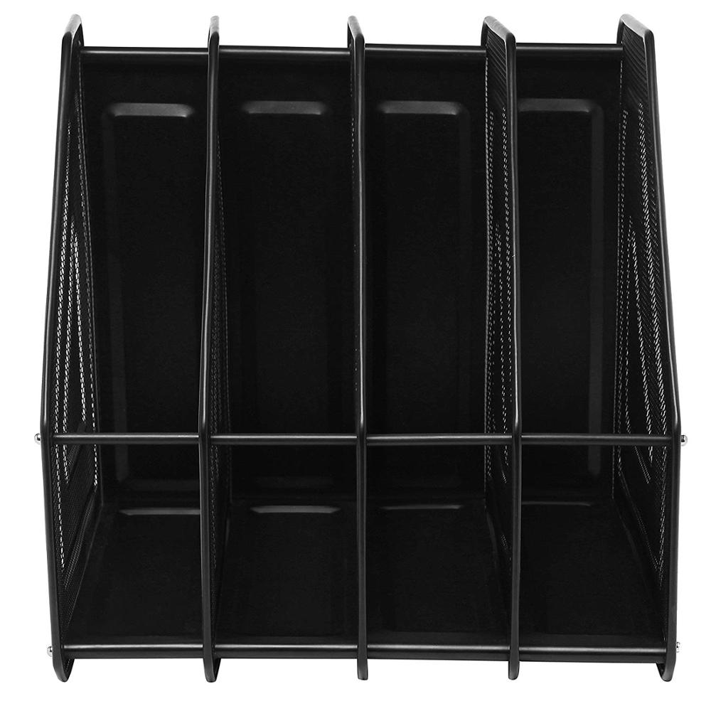 XRHYY Heavy Duty 4 Compartment Metal Mesh Office Desktop Document &amp; File Organizer Rack Magazine Holder For School Office Supply