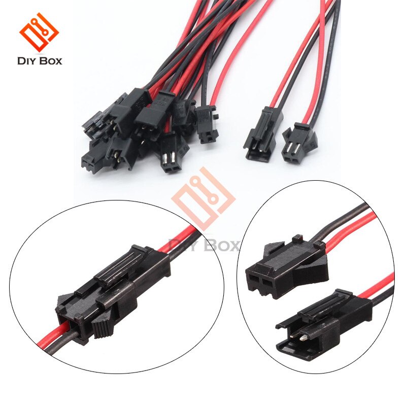 10Pairs 10cm 15cm 30cm SM 2Pin 3Pin Male to Female Connector Plug Cable JST Connector Terminal Wire for LED Strip Downlight