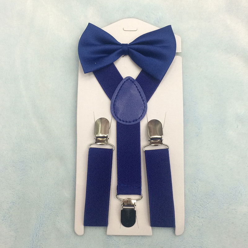 Bow Tie Suspenders Set For Baby Boys Elastic Solid Color Y-Back Braces Adjustable Suspender Children Matching Tuxedo Suit Brace: Royal Blue