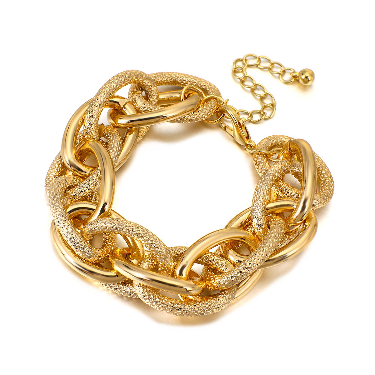 Amorcome Neue Punk Kubanischen Verknüpfung Frauen Männer Armbinde Klassische Verdrehte klobig Kette Armbänder Legierung Metall Armbinde Paar Schmuck: Gold-Farbe