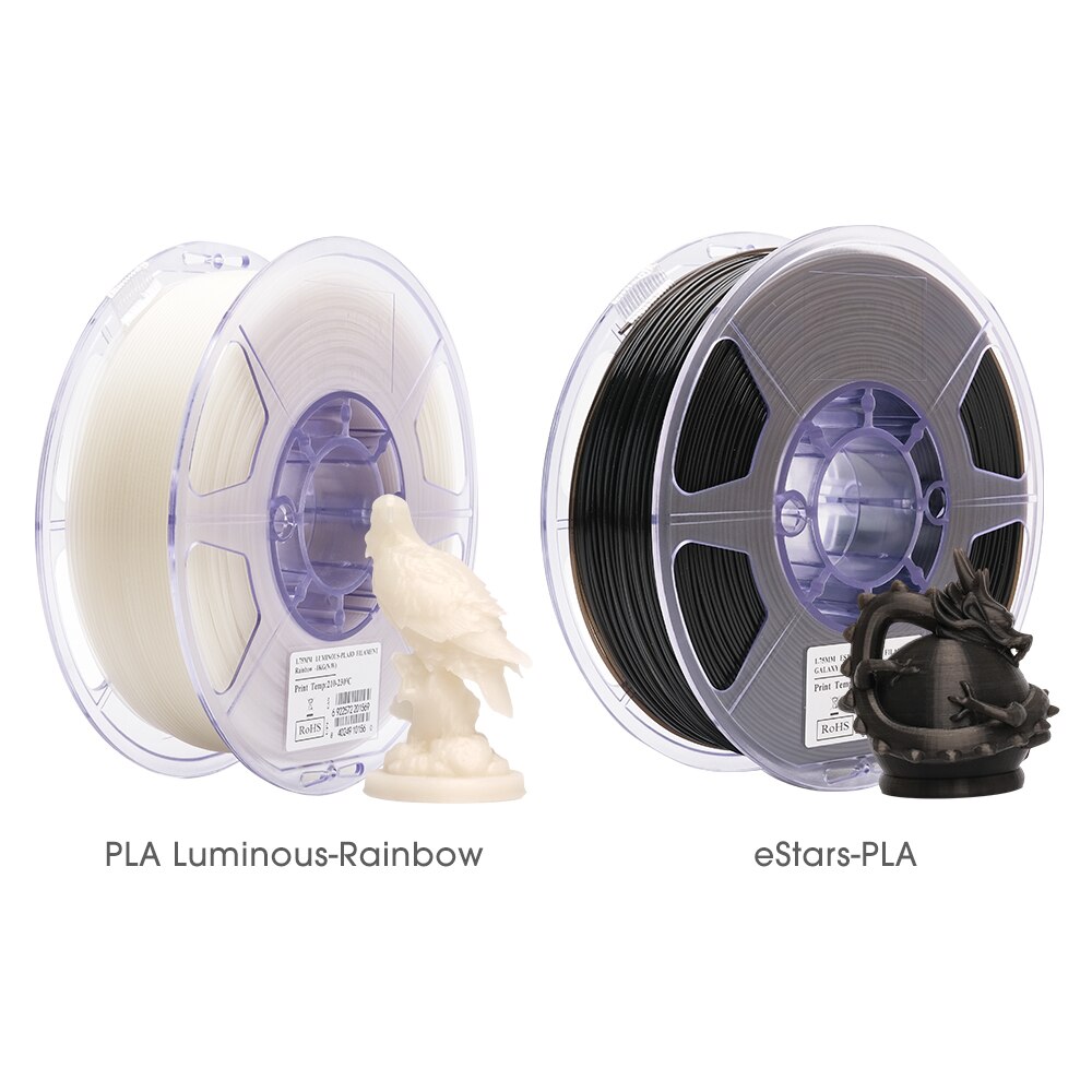 eSUN PLA Luminous-Rainbow eStars-PLA Filament 1.75mm Glow in the Dark Pla 1KG Spool Luminous 3D Printing Filament for 3D Printer
