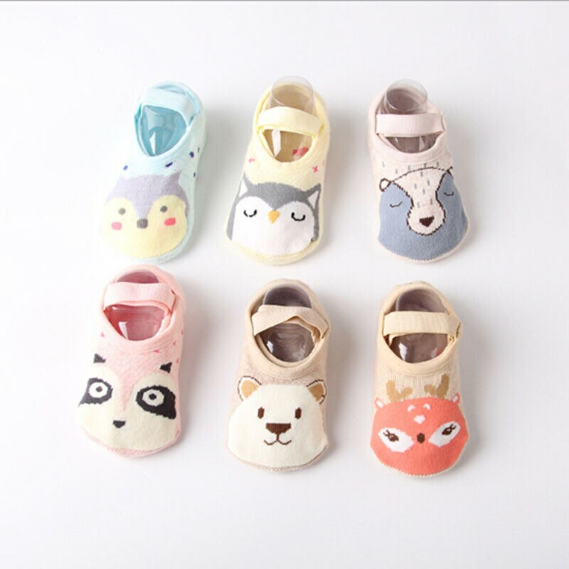 Kids Baby Peuter Baby Sokjes Cartoon Dier Anti Slip Katoenen Sokken