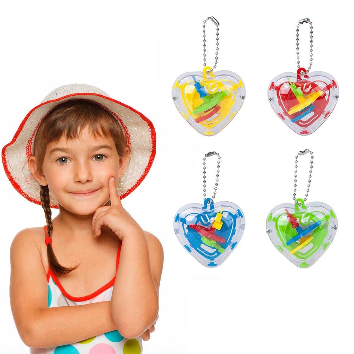 Portachiavi labirinto a forma di cuore, divertente, originale, lustro, intrattenimento, hobby, antistress, gioco, giochi, giocattoli, giocattoli
