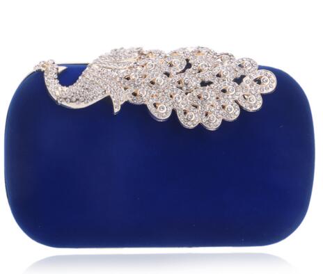 YINGMI Pavo Real de Diamantes Bolsos de Hombro de la Cadena de Metal Bolso de Noche Largo Rhinestones Wedding Nupcial Del Embrague Del Monedero Del Bolso De La Boda: YM1009blue