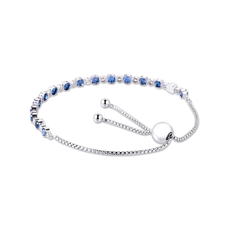 Blue & Clear Sparkle Slider Bracelet 925 Sterling Silver Jewelry Bracelets For Woman DIY Jewelry Making