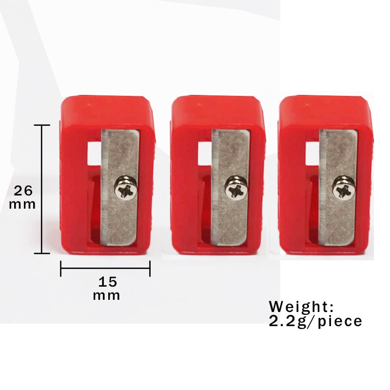 Plast mini röd pennvässare ett hål studenter brevpapper rektangel skärkniv liten manuell pennvässare: 3 st