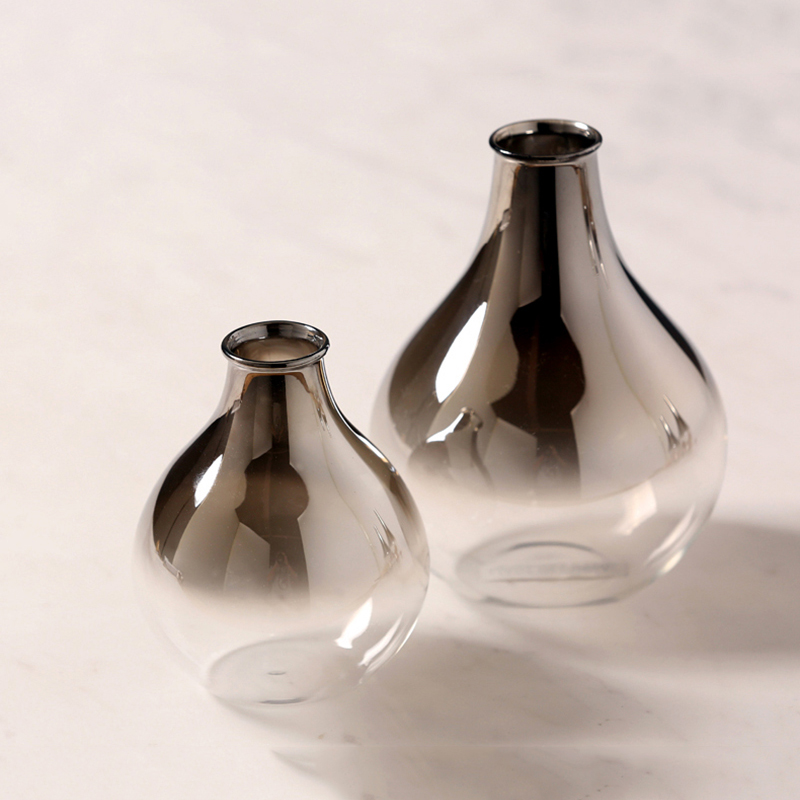 Nordisk glasvas silvergradient torkad blomvas skrivbordsprydnader heminredning roliga växter krukor inredning