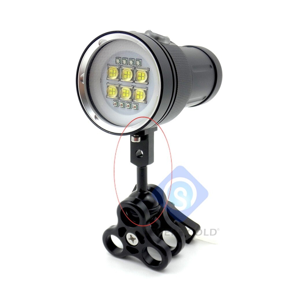 Svær kold arm bold dykker lommelygte arm kugle base adapter universal til bakke håndtag dykker fotografering lommelygte