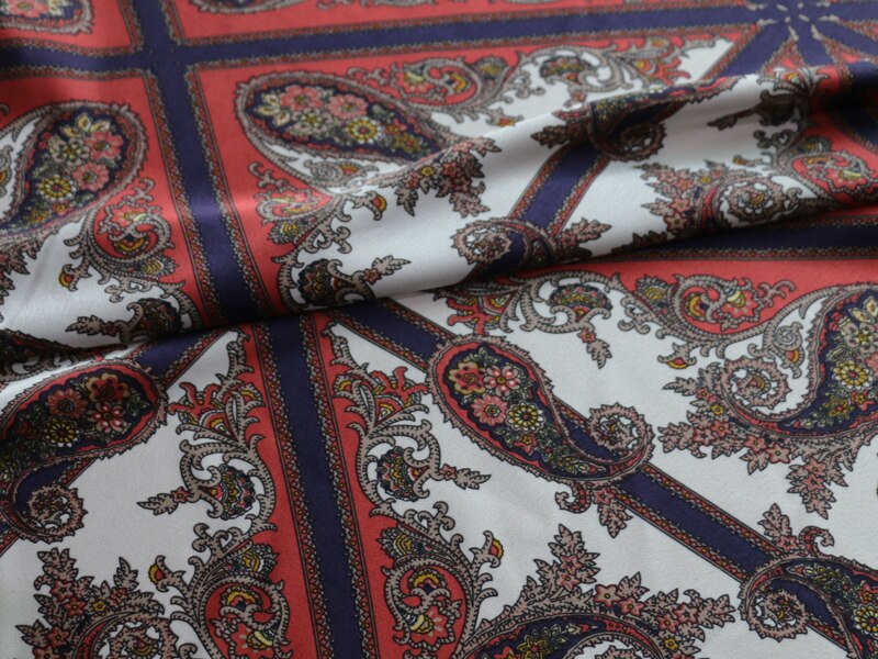 100cm*148cm Polyester Patchwork Dress Scarf Material Ethnic Paisley Fabric Crepe Satin Charmeuse
