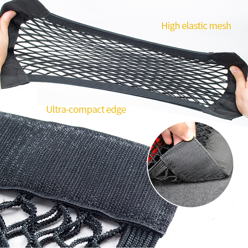 Coffre de voiture boîte filets sac de rangement maille coffre Net sacs 50*25cm voiture style porte-bagage poche autocollants coffre organisateur accessoire