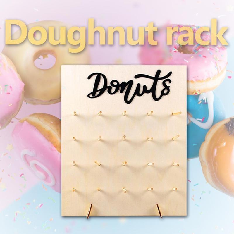 Houten Donut Display Stand Bakken Dessert Donut Houder Bruiloft Decoratie DIY Donut Display Bar Met Base Dessert Display