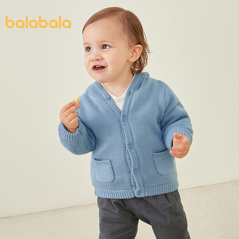 Balabala Girl jackets baby casual jackets boys winter knitted and velvet warm cartoon sweaters