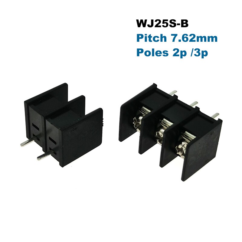 5Pcs Barrier Screw PCB Terminal Block Pitch 7.62mm Morsettiera Straight 2P 3P Wire Connector Bornier Cable 22-14AWG 2.5mm2 15A: WJ25S-B / 3P