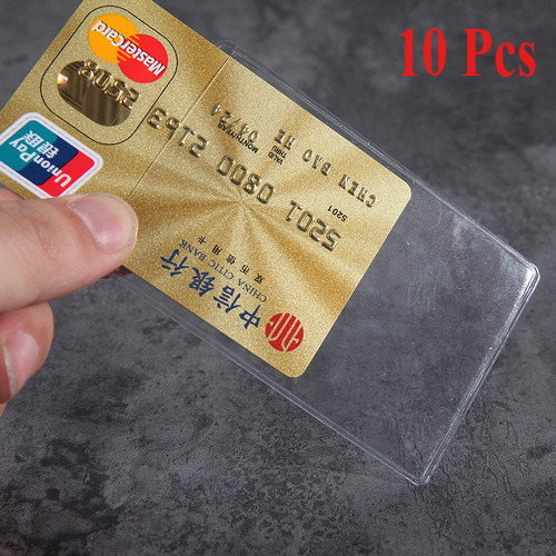 10/1PCS Waterproof Transparent Card Holder Plastic Protector Case Business Bus Bank Credit Card Protector ID Card Badge Holders: Sunny Yellow