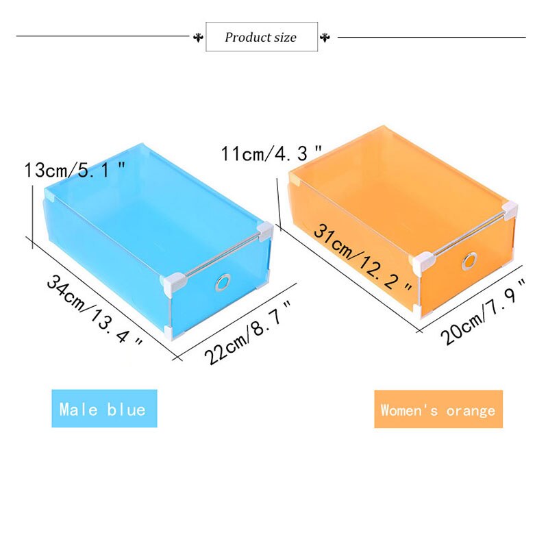 Eco-Friendly Transparent Shoe Hanger Plastic Rectangle Storage Box Shoe Organizer Thickened Drawer Shoe Box Home Stackable Box