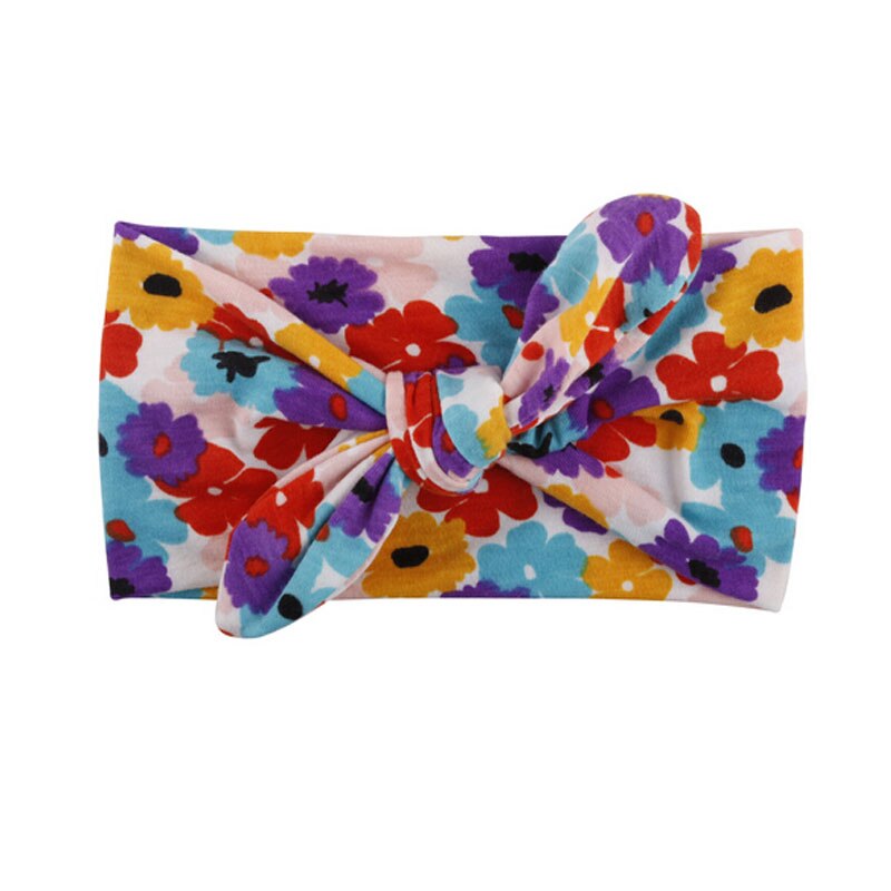 Bandeau élastique en coton pour bébé fille, Turban extensible, fleur lapin, couvre-chef, accessoires pour cheveux,: Bleu
