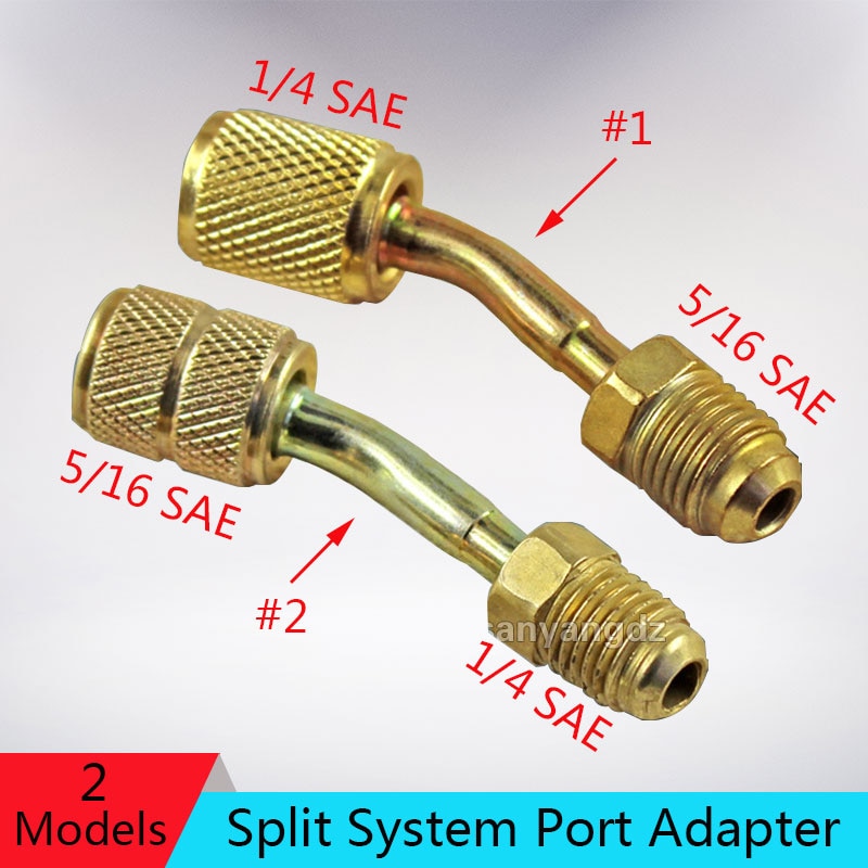 Mini Split System Charging Vacuum Port Adapter Converts R410a Style 5/16 SAE Service Ports to Accept Older 1/4 SAE Gauge Hoses