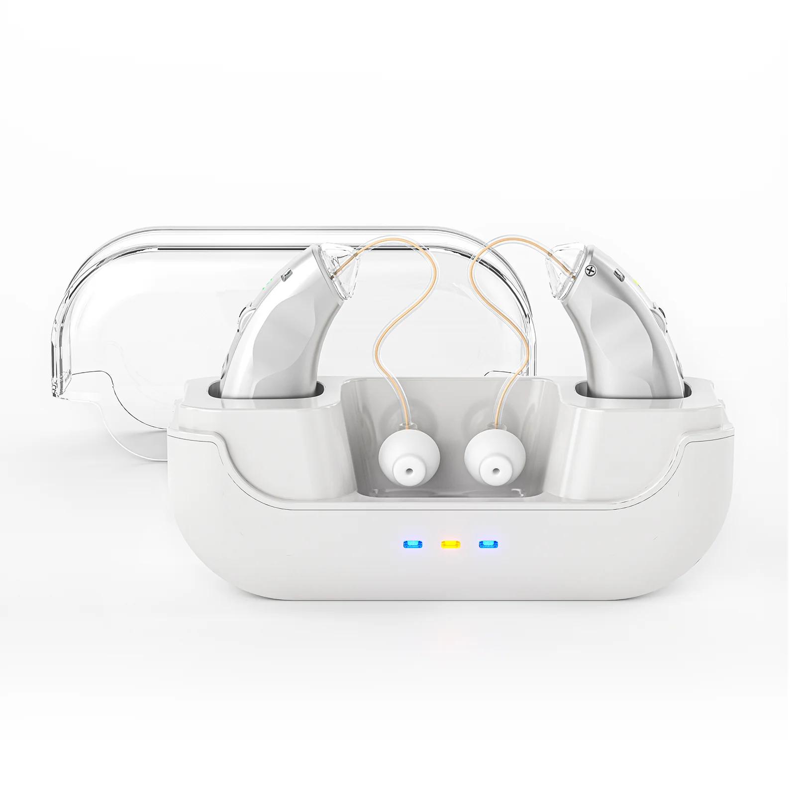 BTE Rechargeable hearing aids for seniors with noise reduction Digital Hearing Amplifiers for Hearing Loss with charging case: 2
