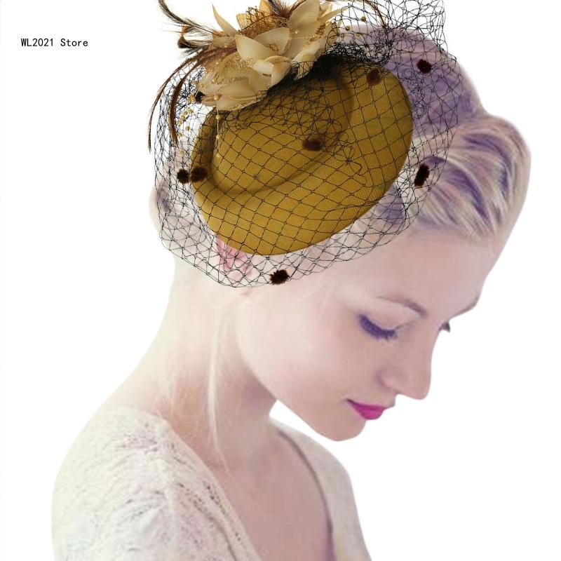 Fascinator-Hüte, einfarbig, pelzige Pillbox-Hut, Party-Kopfbedeckung, Mütze mit Schleier für Mädchen und Frauen
