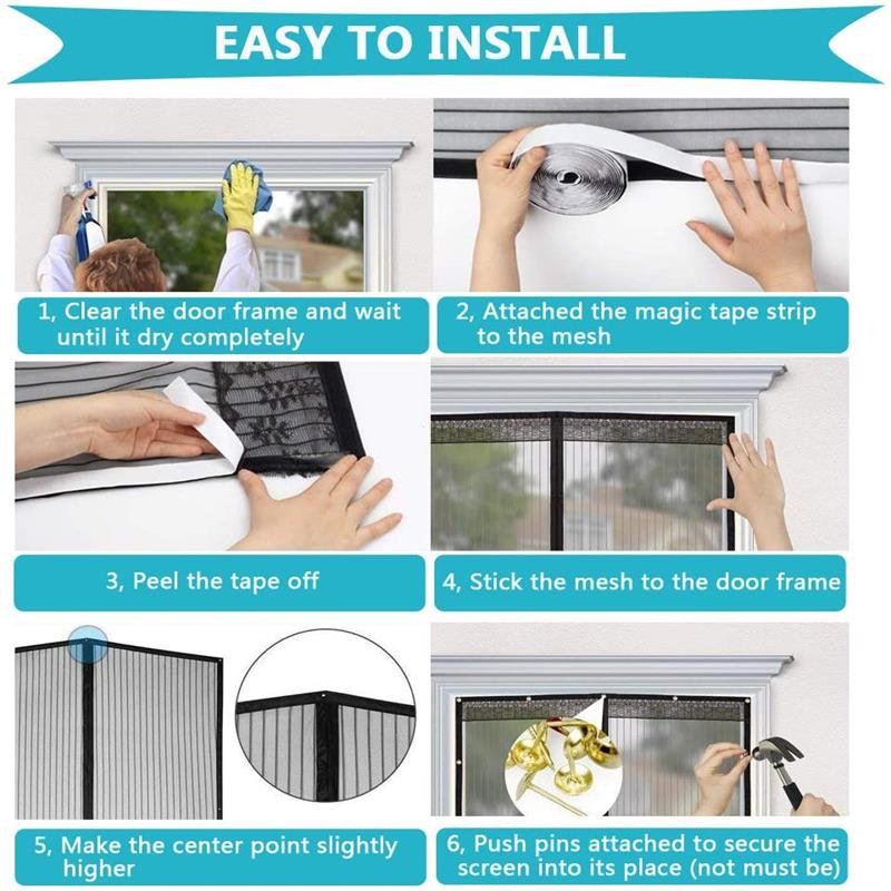 Magnetisk myggenet dørnet anti flue insekt mygge dørskærm anti-myg magnetisk gardin net til dør beskyttelsesnet