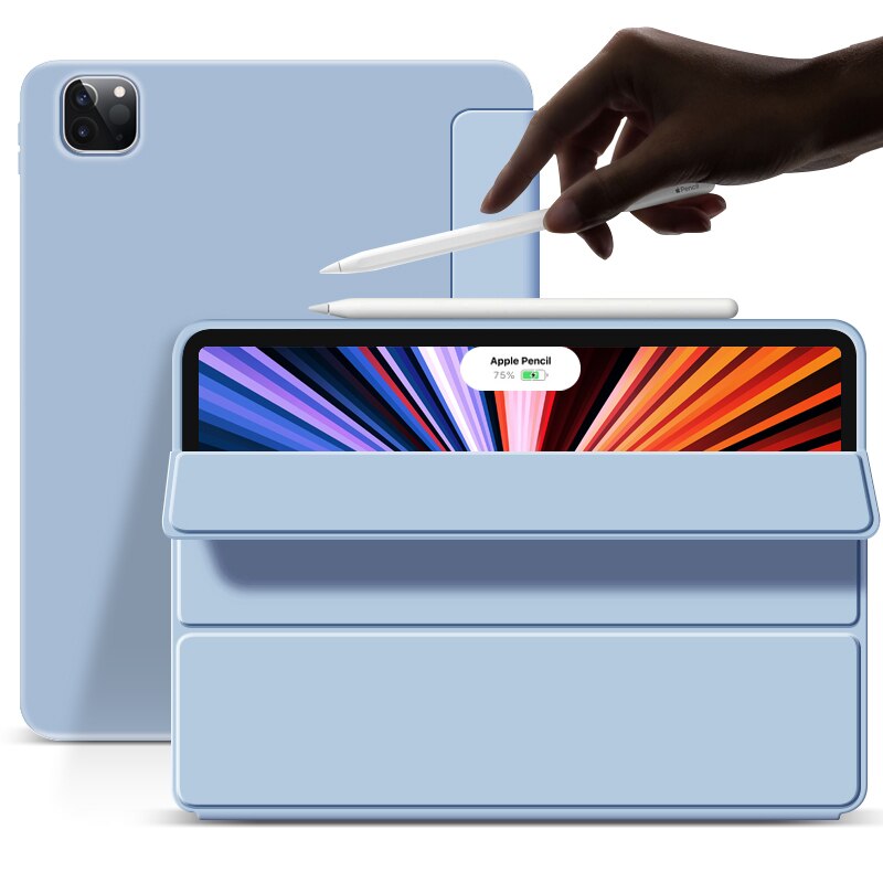 Voor Ipad Pro 11 Case Smart Case Slim Magnetische Folding Flip Stand Soft Tpu Back Cover Voor Ipad Pro 11 Case Tablet Funda: Light Blue / iPad Pro 11 2021