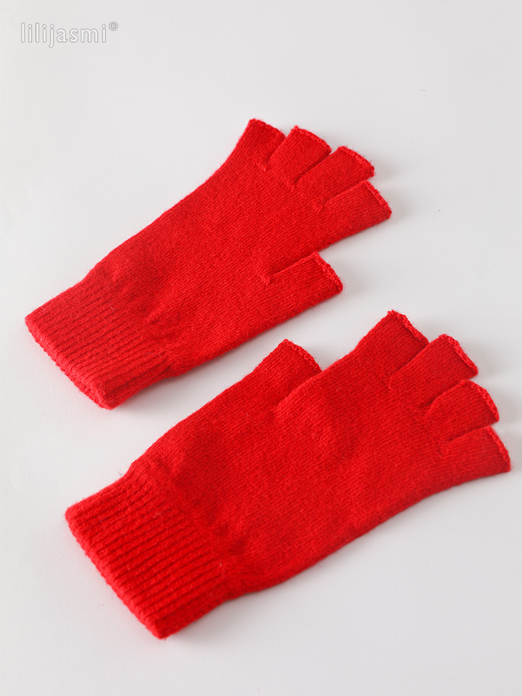 Wolle Fausthandschuh ausgesetzt Fingerspitze Damen Handschuhe Winter Herbst Arbeitshandschuhe gestrickt für Frauen Fingerlose Handschuhe Antrieb Fäustlinge: verrotten
