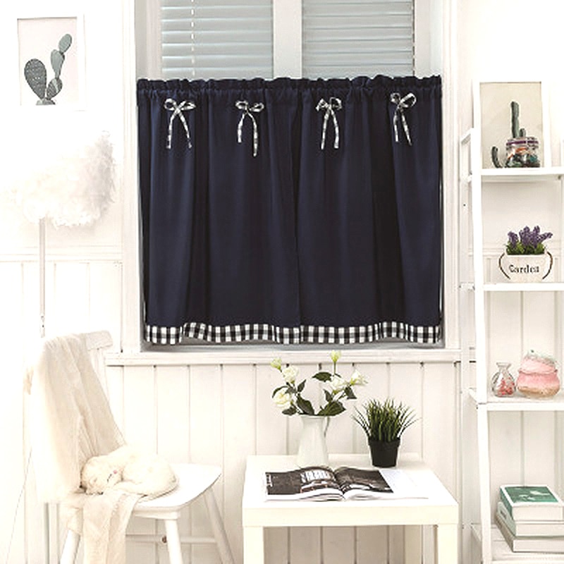 Pastoral Style Bowknot Short Curtain Bay Window Balcony Student Bed Curtain Living Room Kitchen Home Decoration